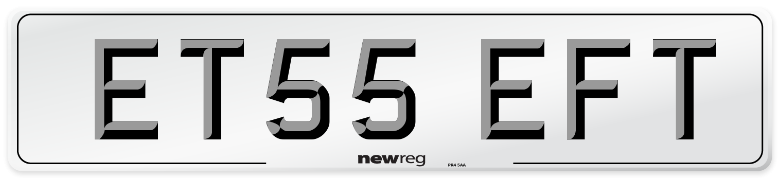 ET55 EFT Number Plate from New Reg